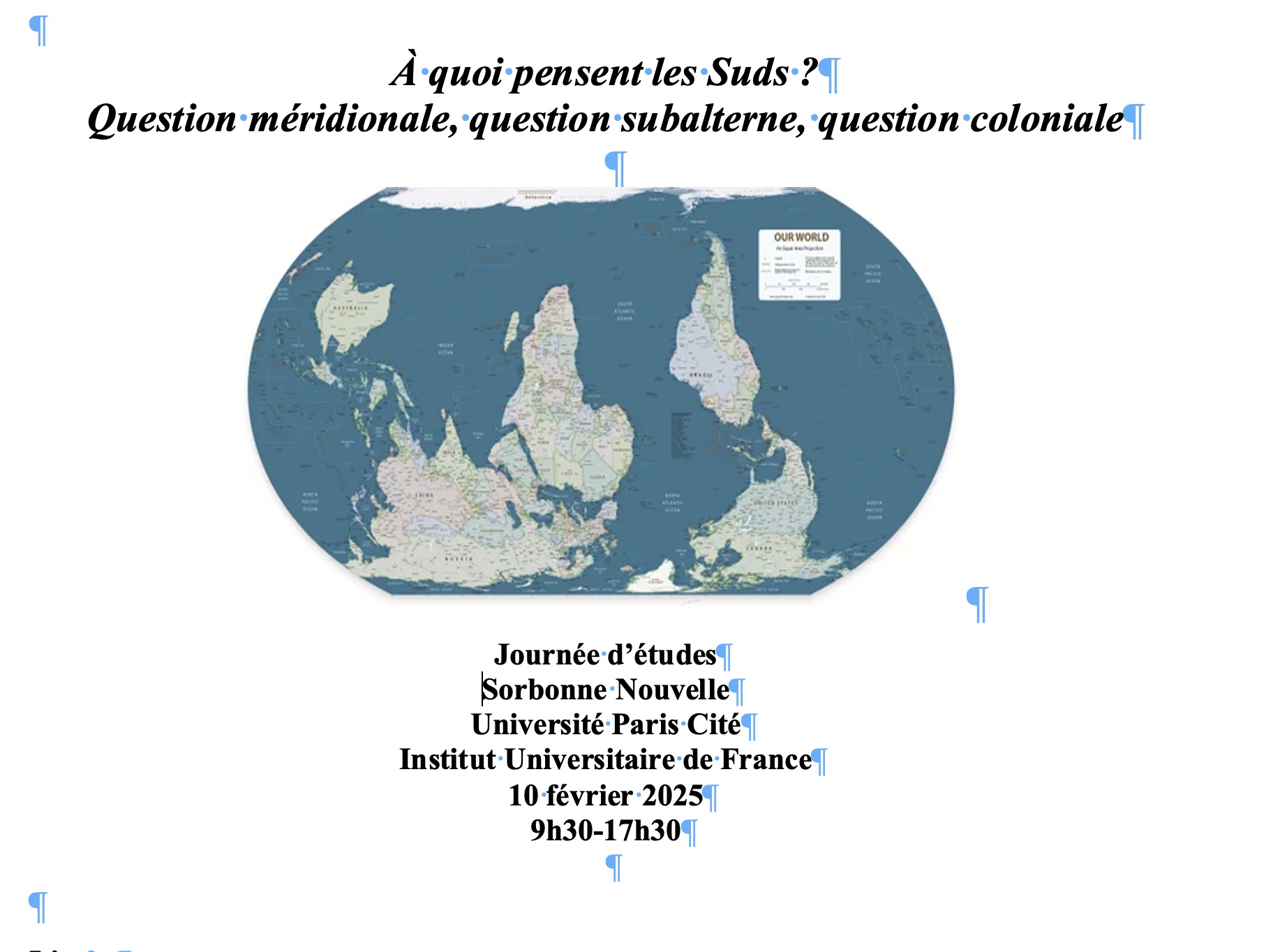 Journée d’études « À quoi pensent les Suds? Question méridionale, question subalterne, question coloniale